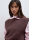 Gilet marrone girocollo in misto lyocell e lana_2