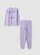 Purple fleece crew-neck pyjamas with long trousers, regular fit_0