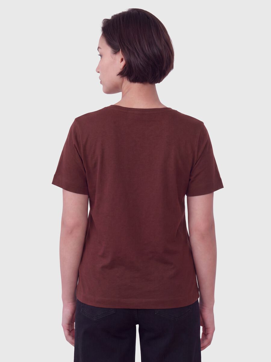 Red pure cotton T-shirt with floral print, regular fit_3