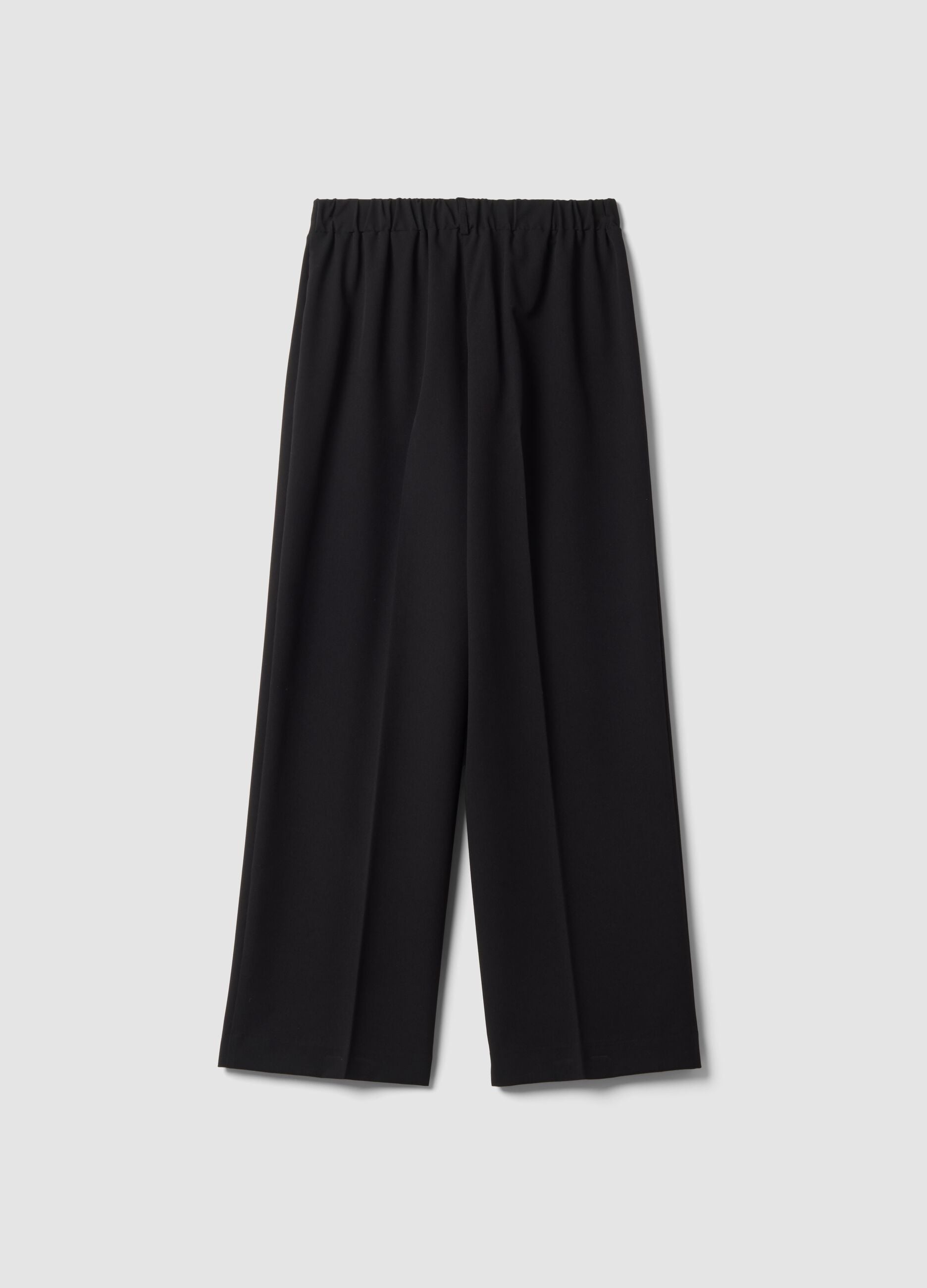 Black stretch viscose straight-fit trousers
