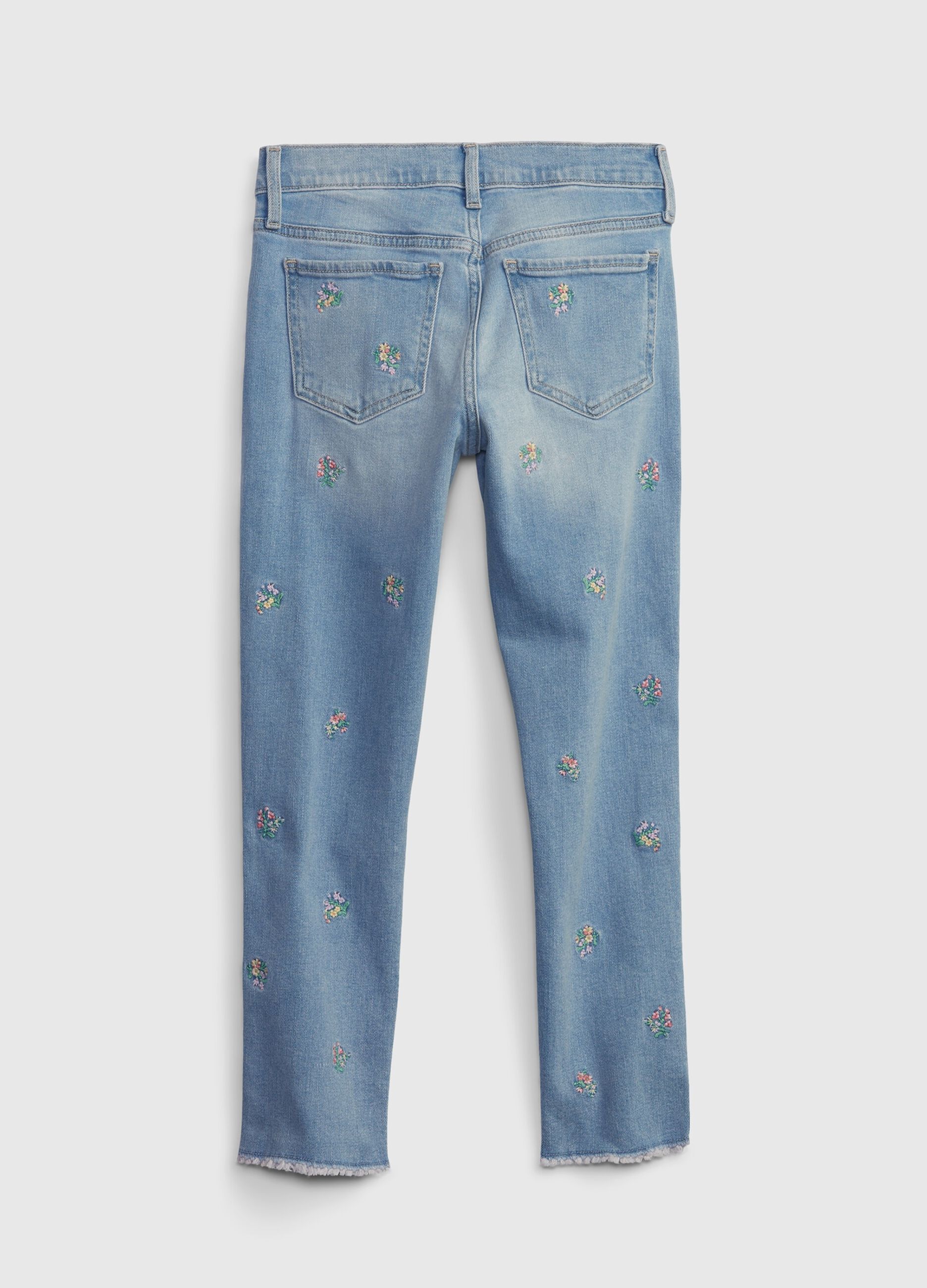 Slim-fit jeans with embroidered flowers
