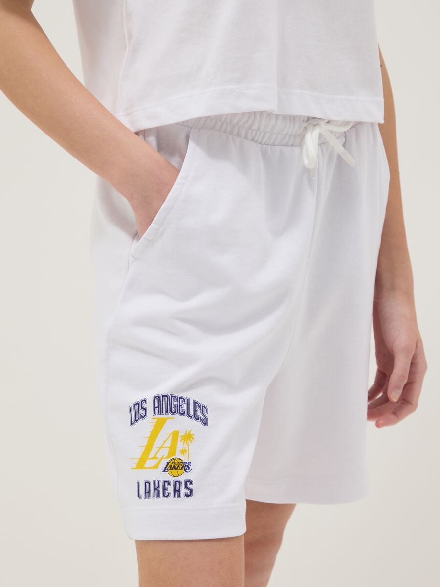 Wei&szlig;e Shorts aus reiner Baumwolle mit elastischem Bund_2
