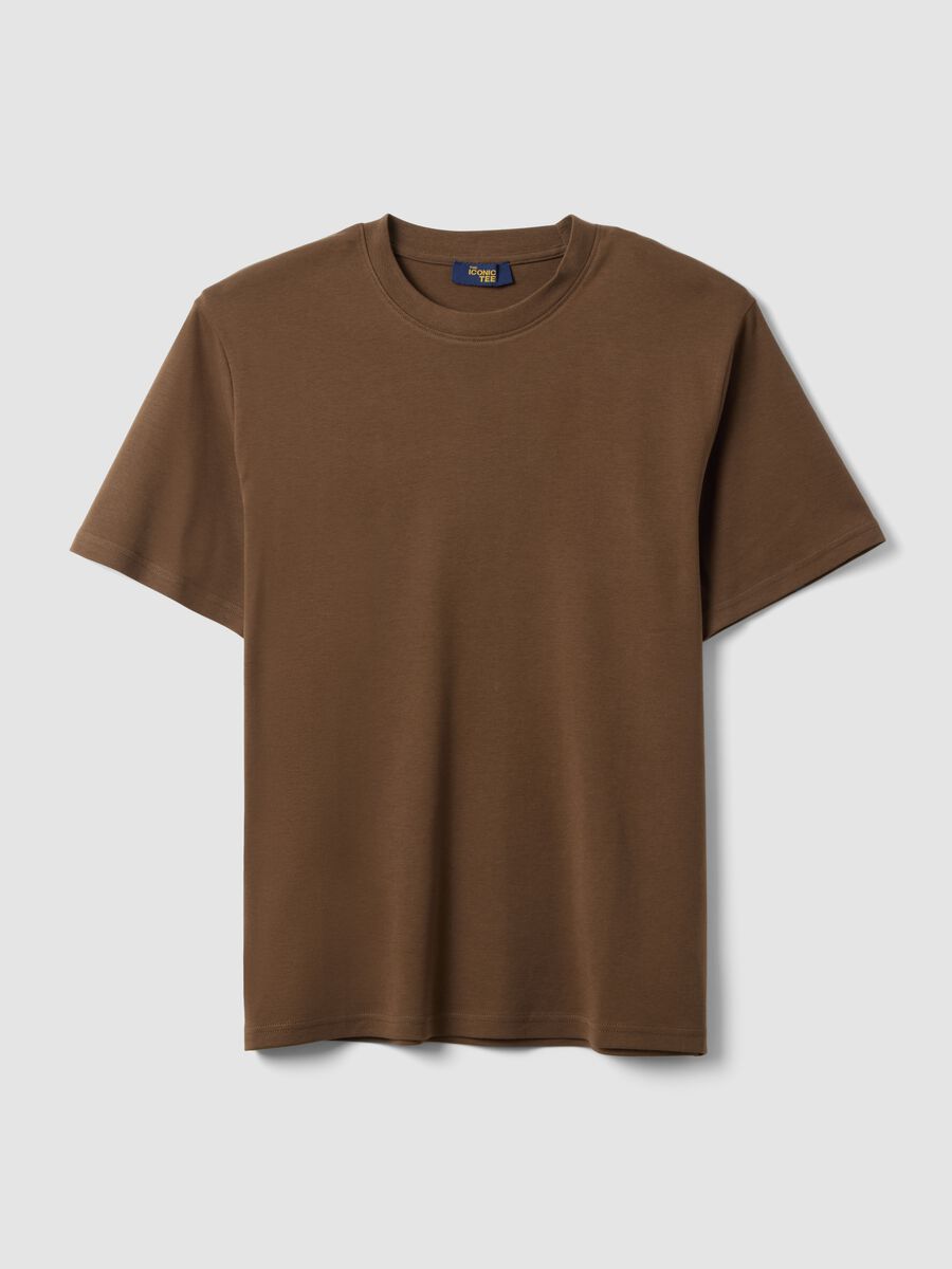 Relaxed Fit Brown The Iconic Tee T-shirt in Pure Cotton_0
