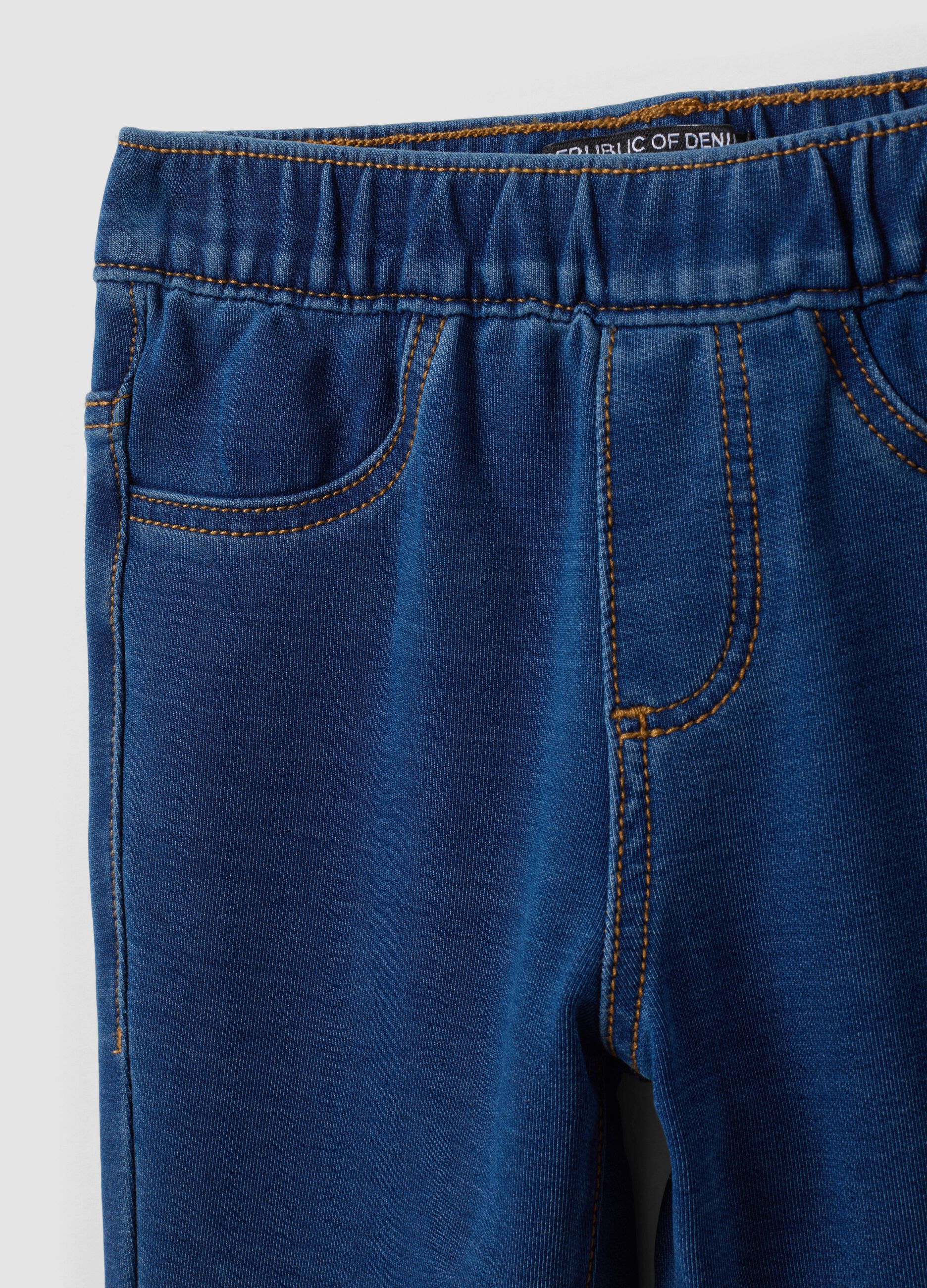 Jeggings blu flare in cotone elasticizzato per bambina