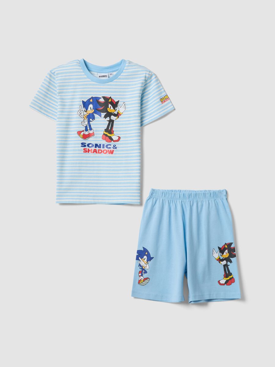 Light blue pure cotton boys&rsquo; short pyjamas with Sonic prints_0