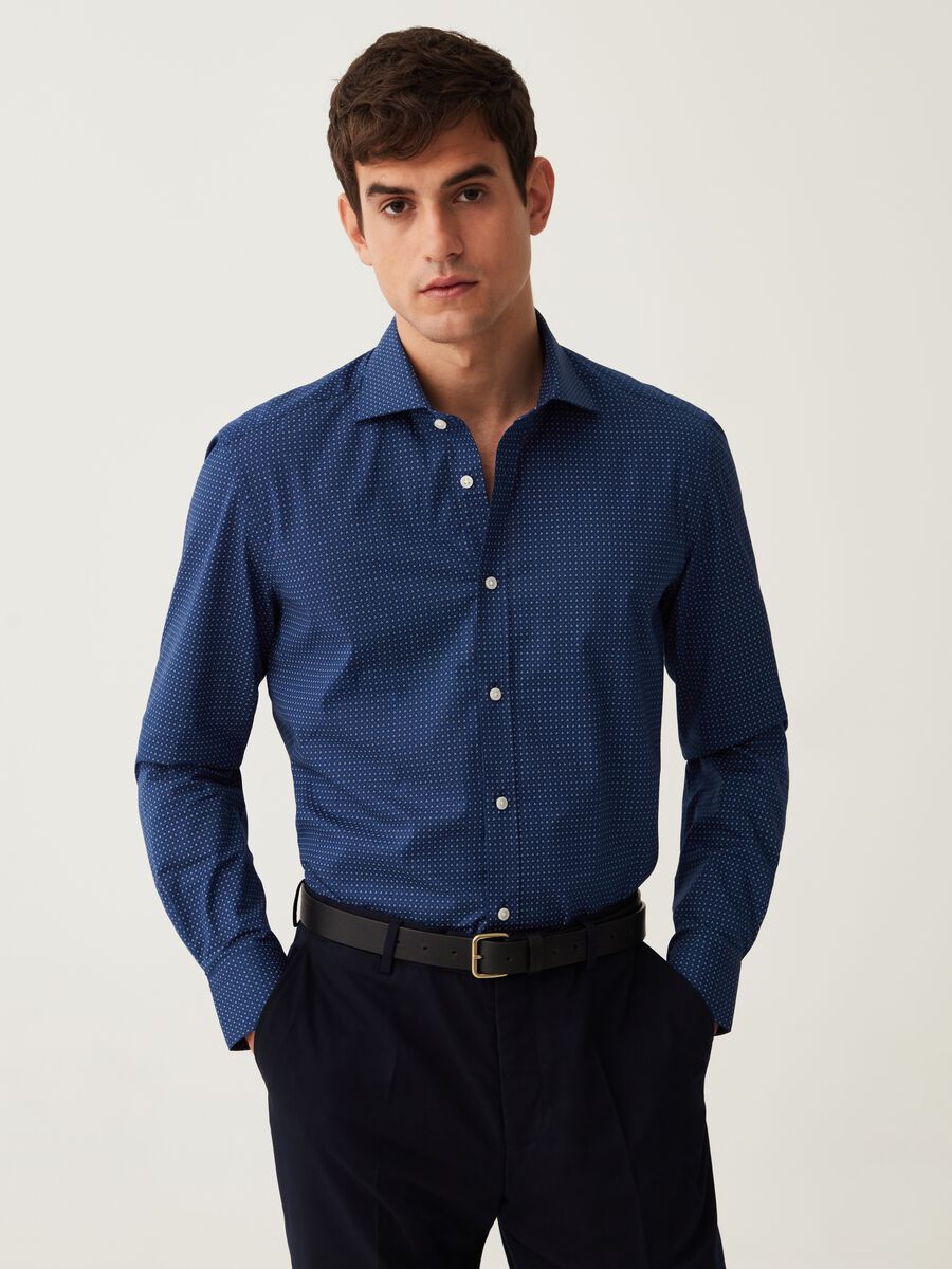 Slim-fit shirt with micro pattern_0