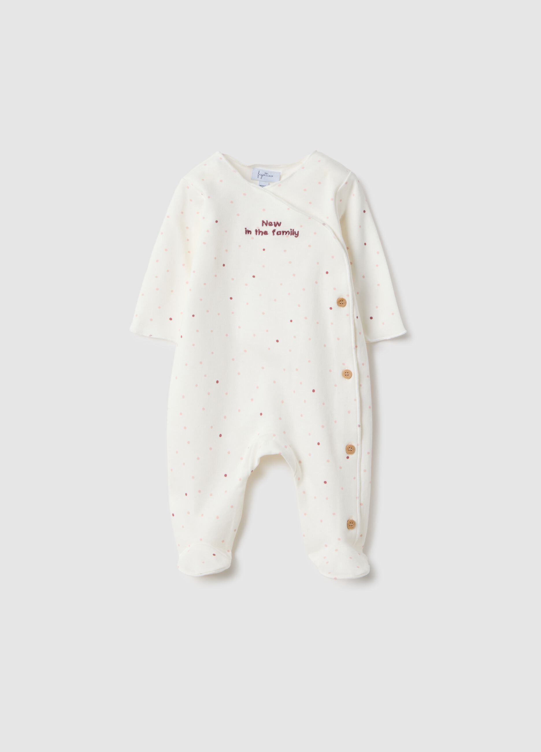 White pure cotton baby girl bodysuit with polka dots, regular fit