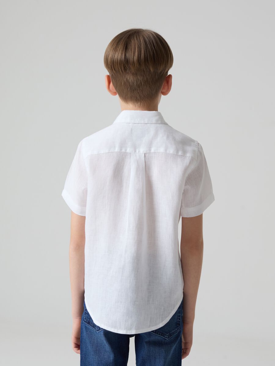 Short-sleeved linen shirt_3