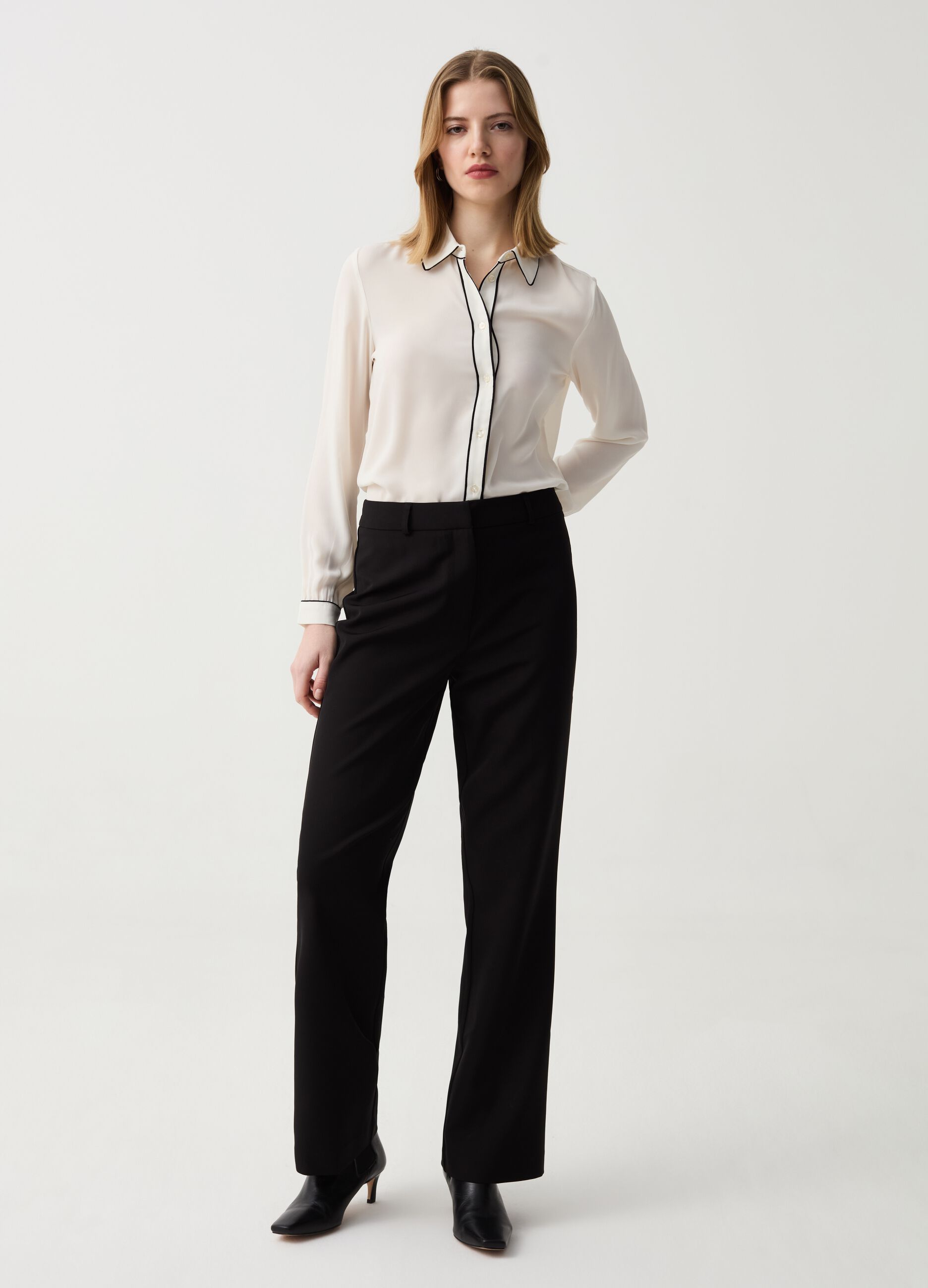 Stretch flare-fit trousers