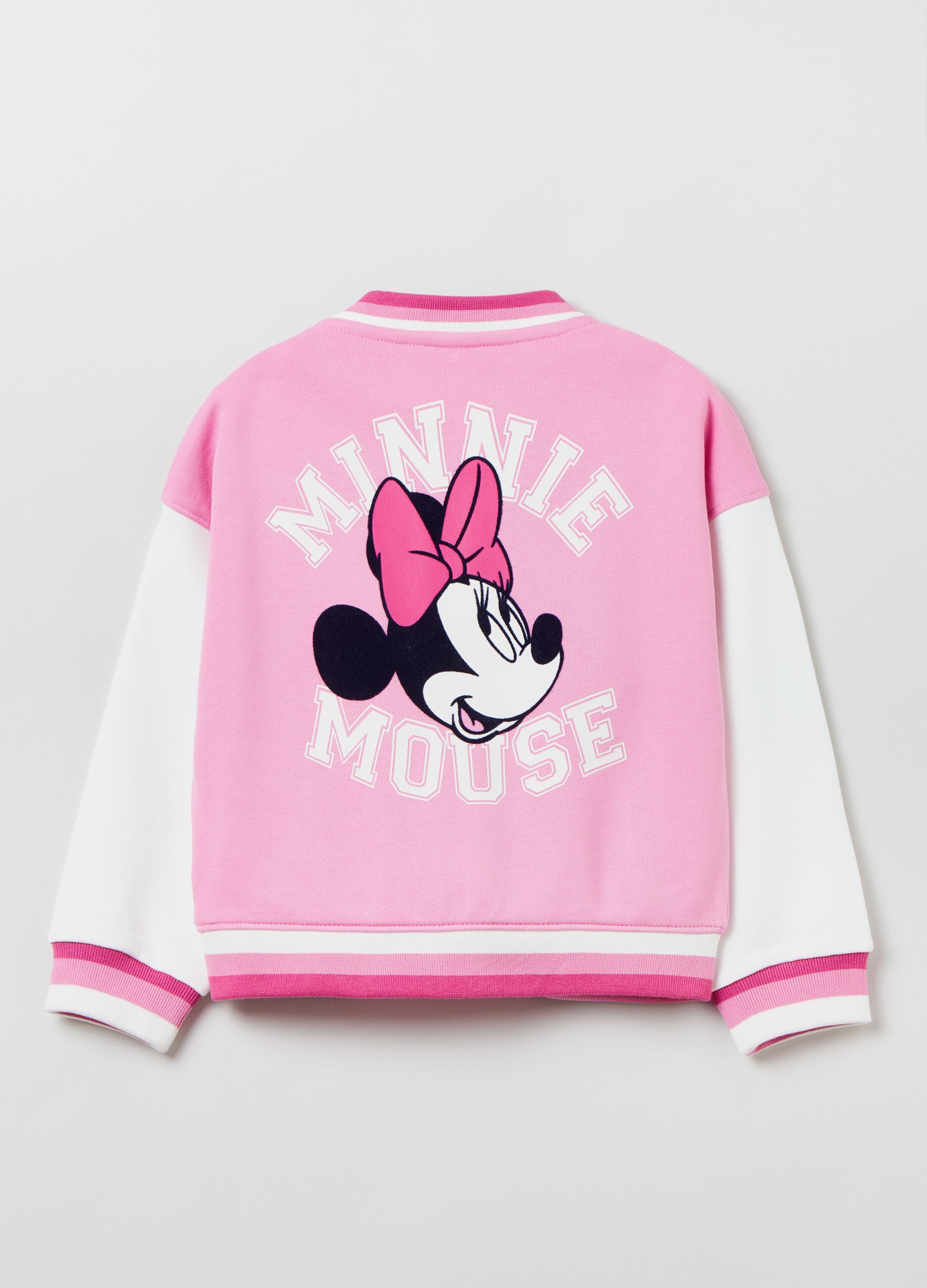 Full-zip varsity sweatshirt with Minnie Mouse print_1