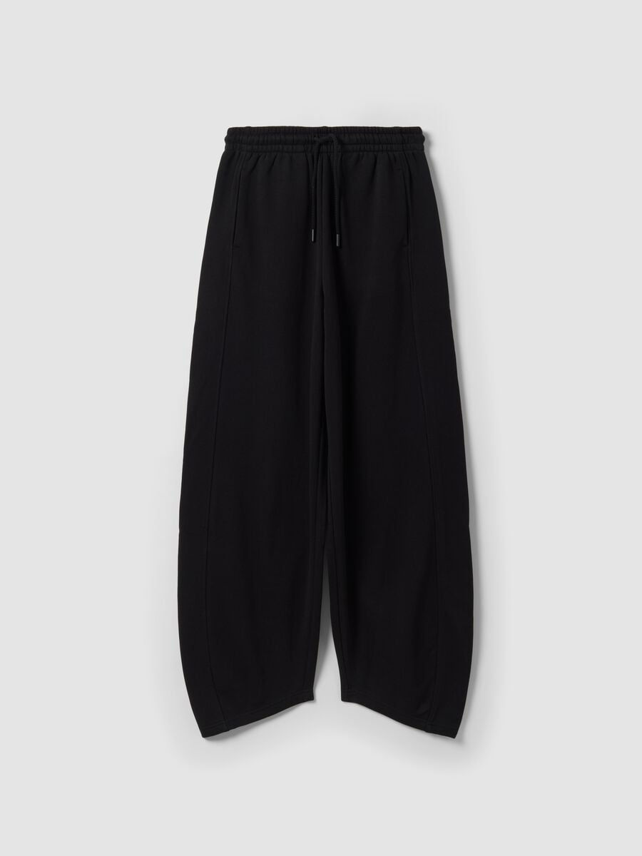 Black barrel-fit cotton-blend joggers_0