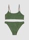 Green stretch bikini with foliage pattern_0