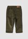 Pantaloni verdi in cotone elasticizzato a coste_1