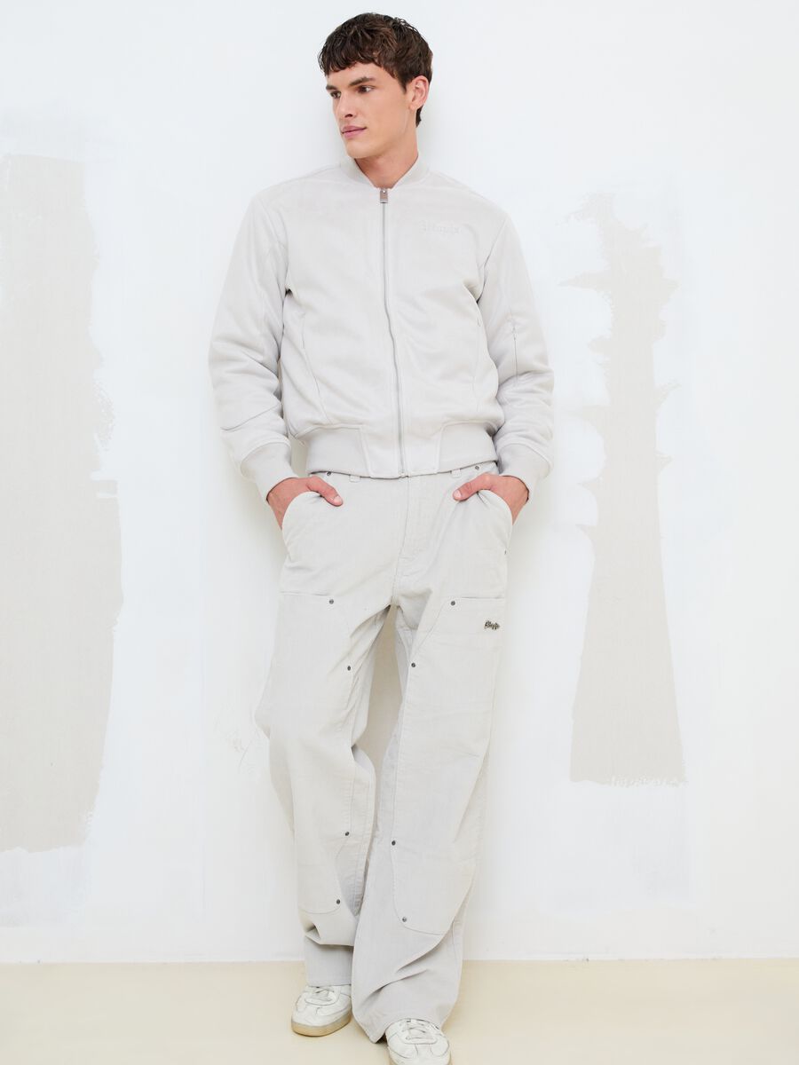 Faux Suede Bomber Jacket &ndash; Light Beige_2