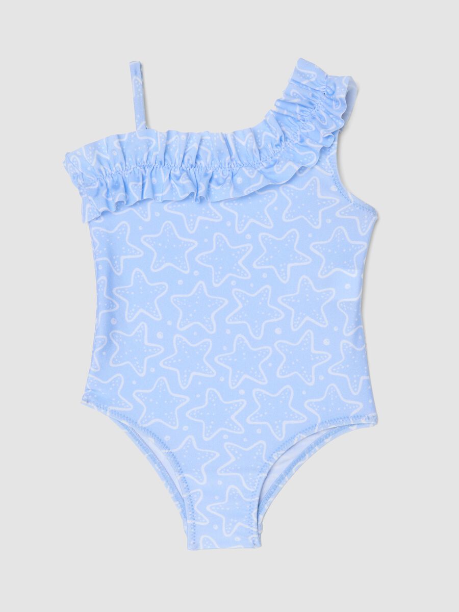 Baby girls&rsquo; light-blue stretch one-piece swimsuit with ruffles_0