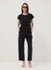 Black pure cotton T-shirt with Broderie Anglaise lace insert_1