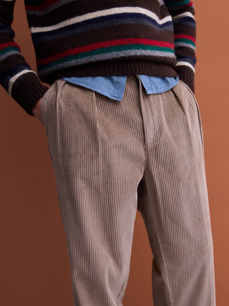 Brown pure cotton corduroy baggy-fit trousers_3