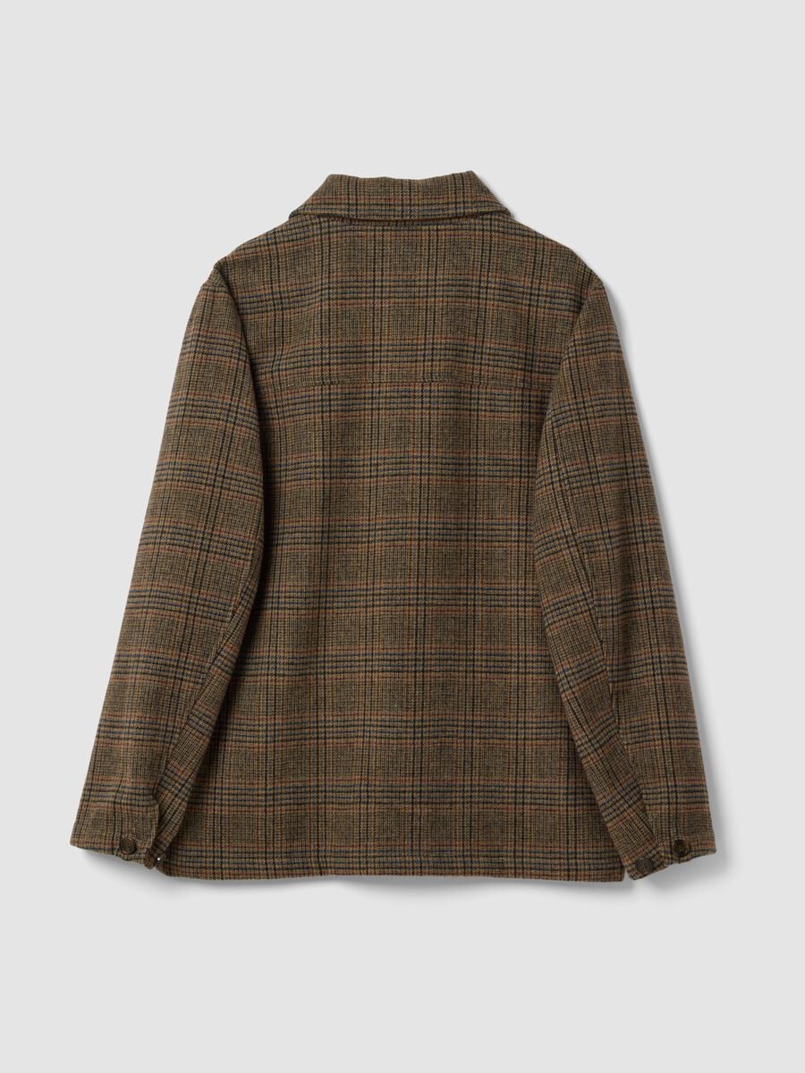 Shacket marrone e gialla in misto lana e viscosa a quadri regular fit_2