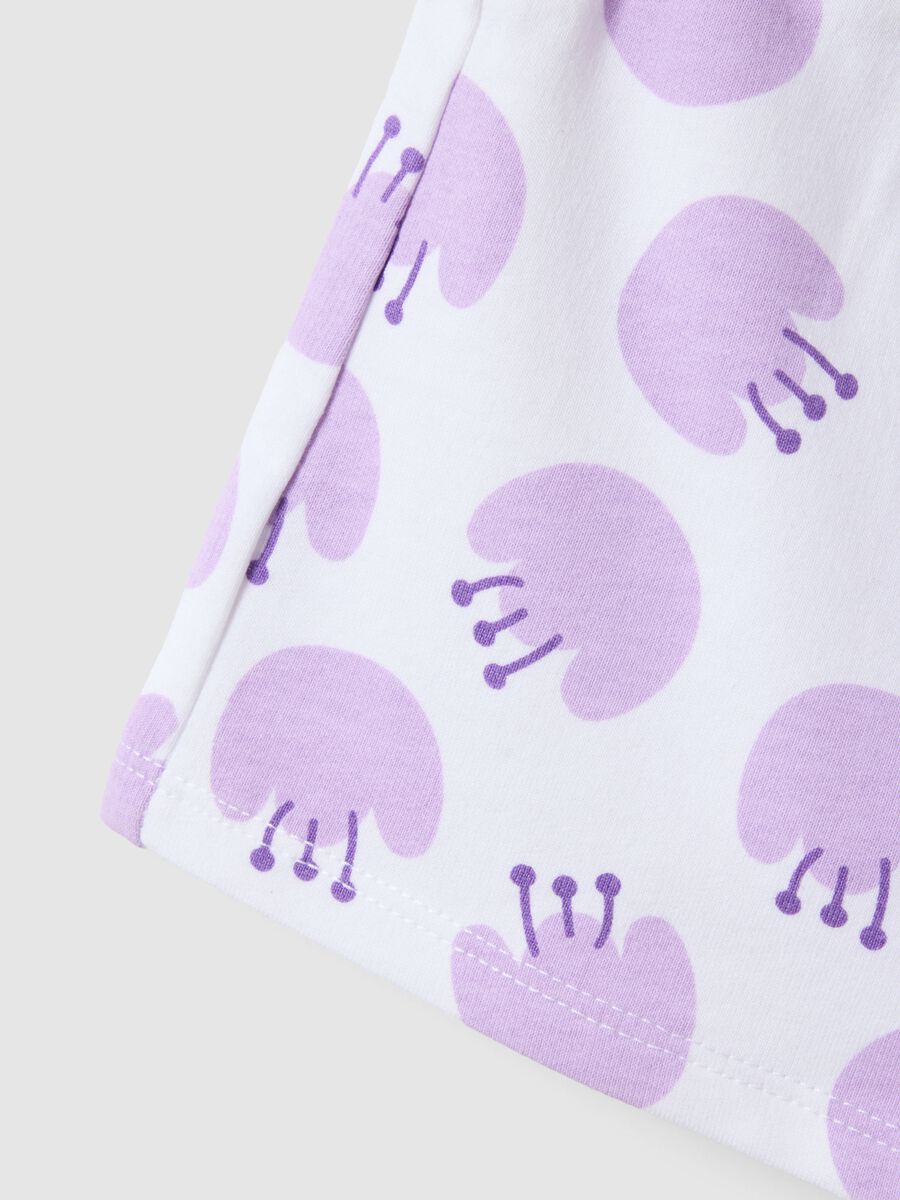 Girls' regular fit white pure cotton shorts with prints_2