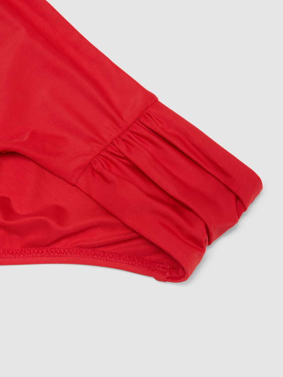 Red bikini bottoms in stretch fabric with ruched details, regular fit_1