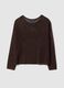 Brown regular fit viscose blend sweater with knit design_4