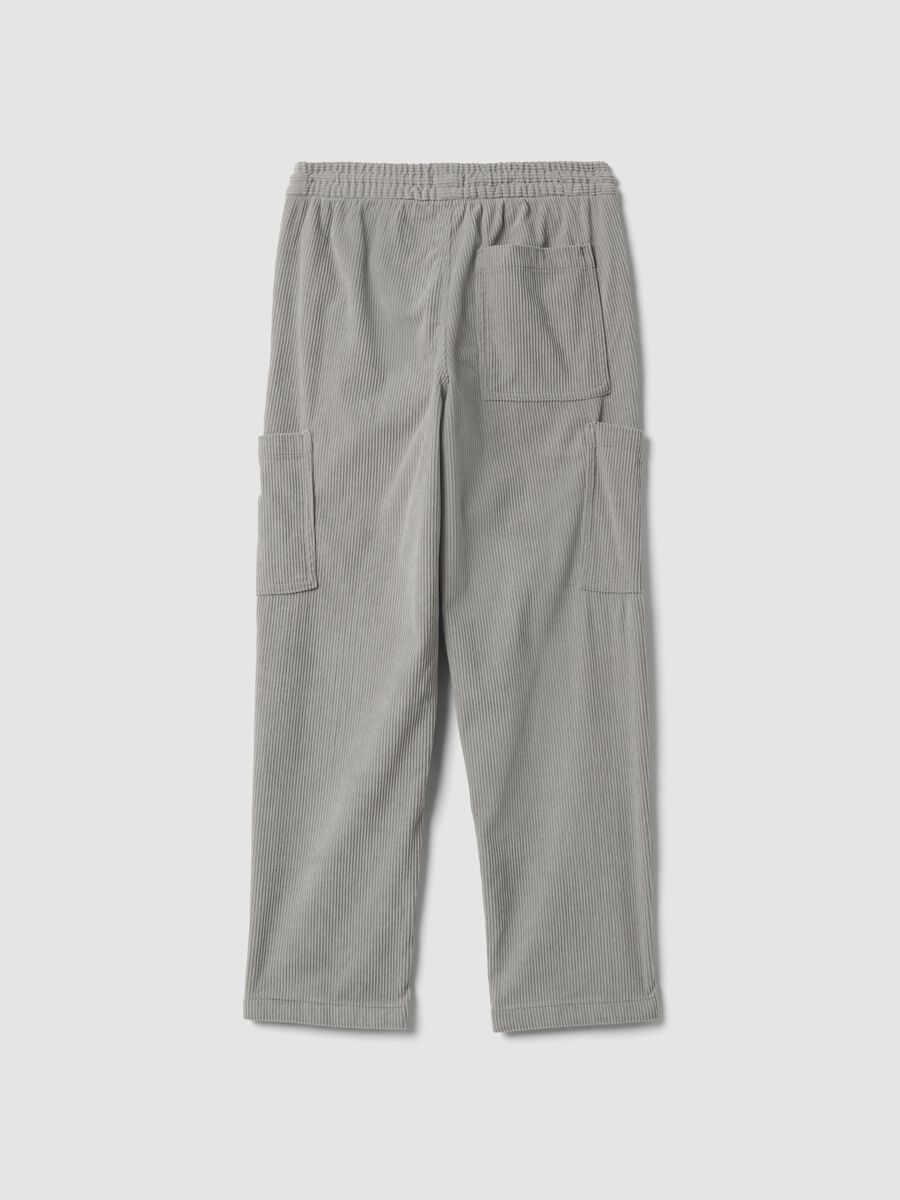 Pantaloni cargo grigi comfort fit con vita elasticizzata_1