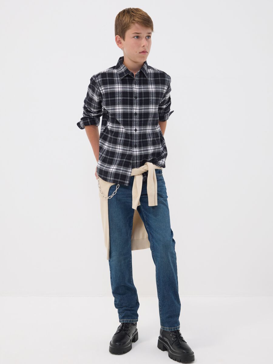 Blue pure cotton regular-fit jeans for boys_0
