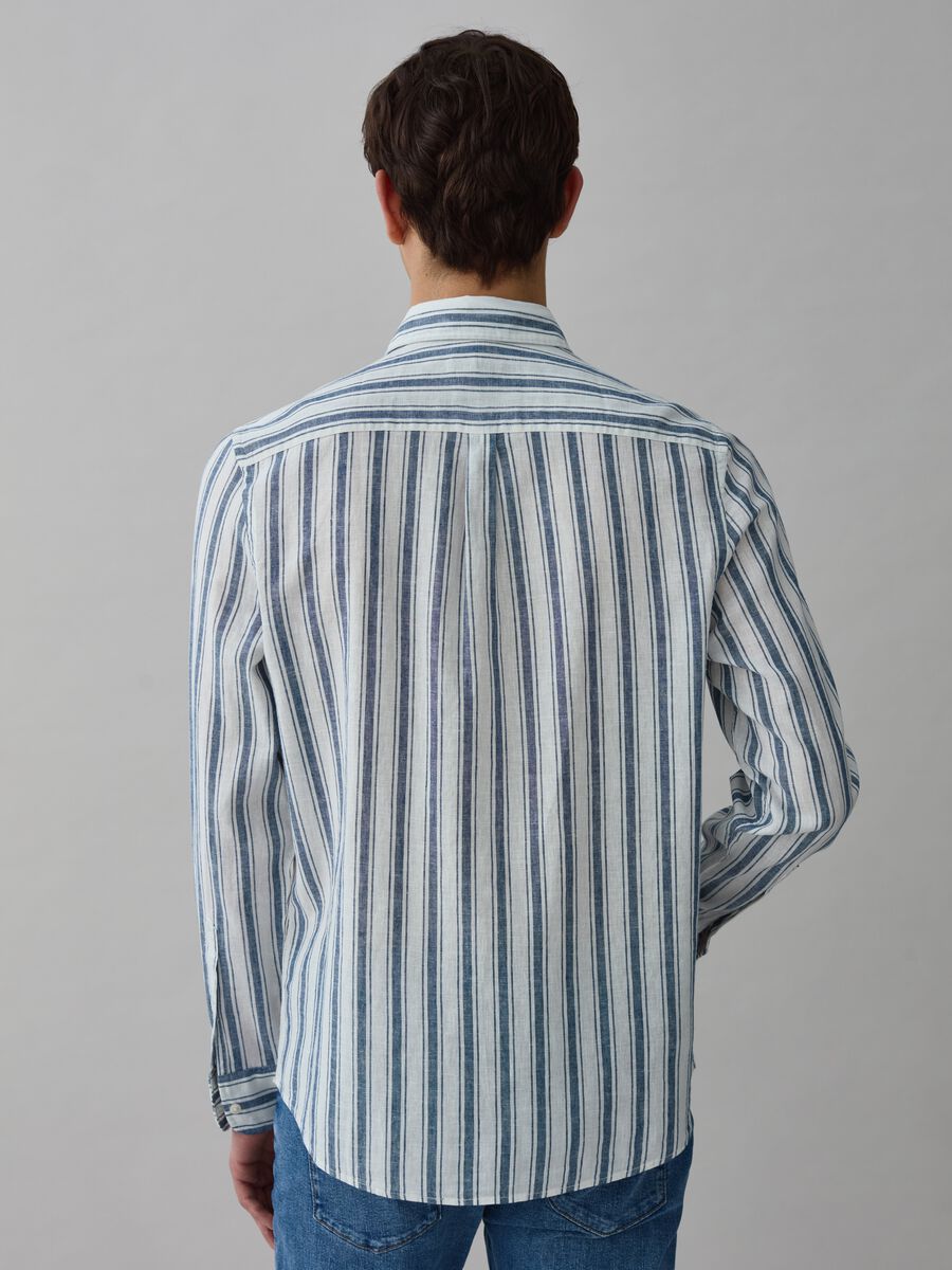 Regular-fit shirt in striped cotton and linen_2