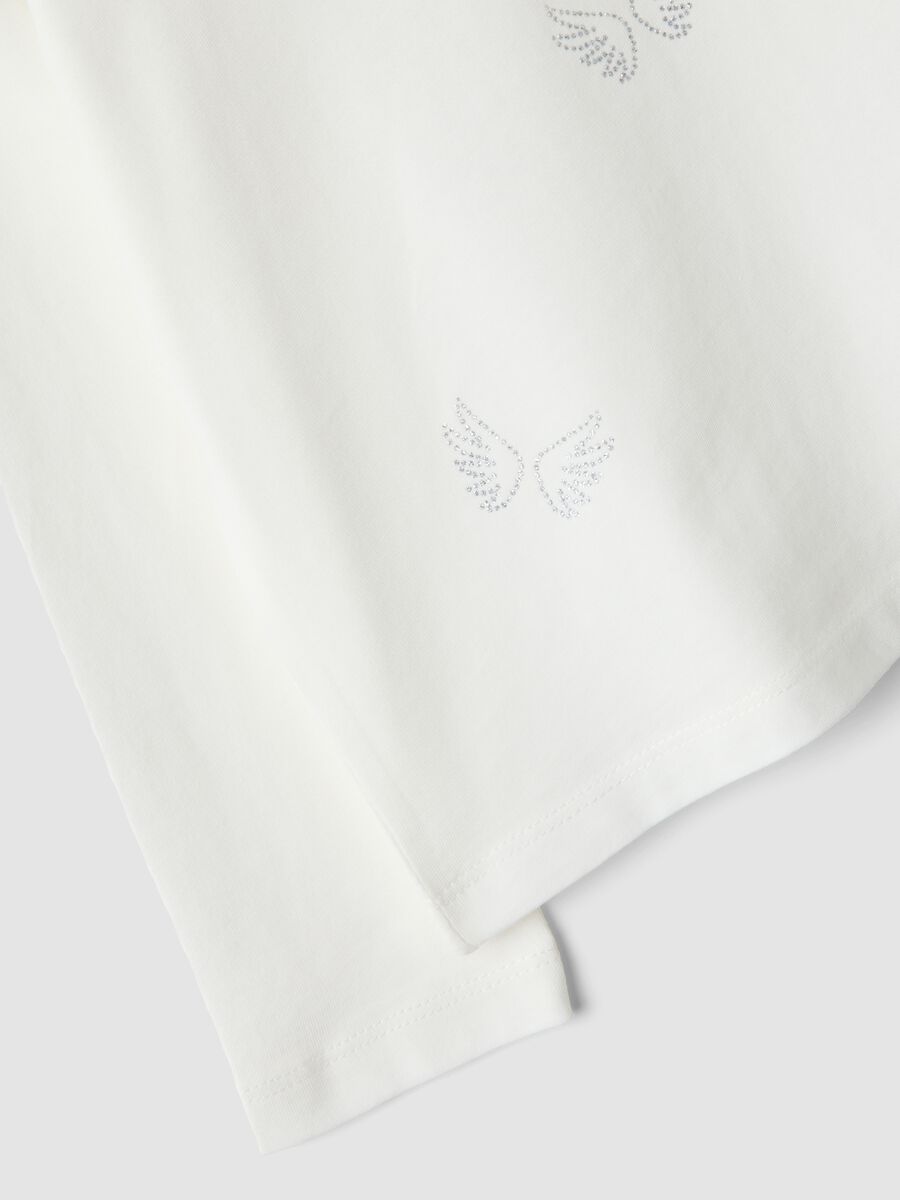 White pure organic cotton T-shirt with butterfly print for girls_3