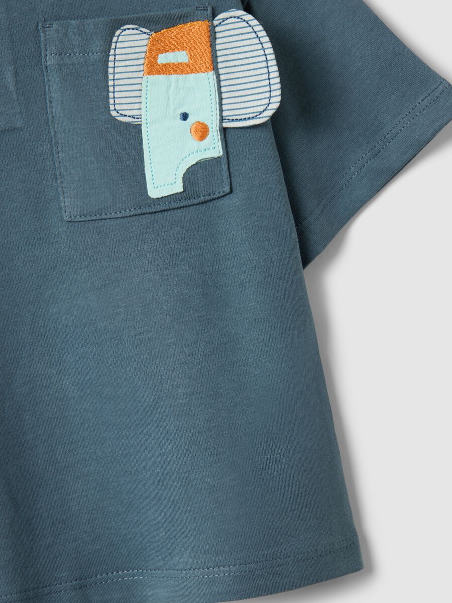Blue pure cotton t-shirt with pocket for child_2