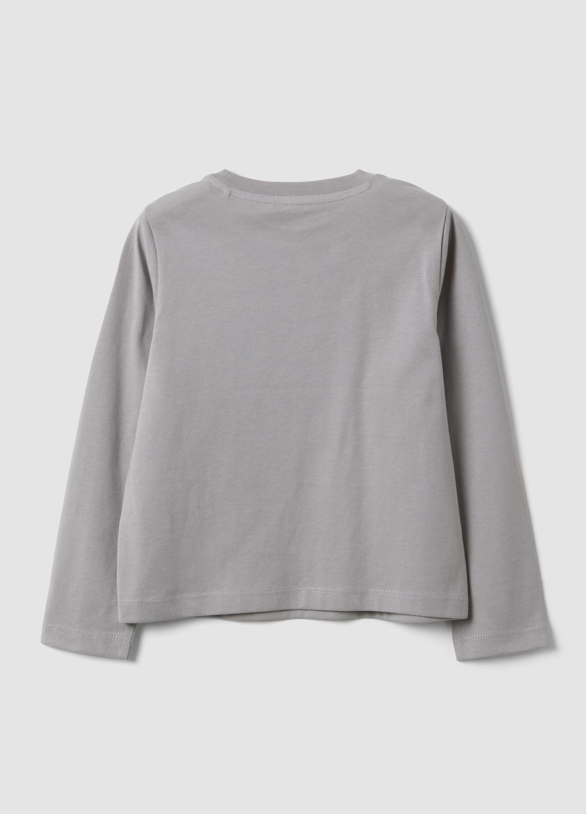 Graues T-Shirt aus Bio-Baumwolle f&uuml;r M&auml;dchen mit Frontprint, Regular Fit