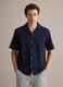 Men&rsquo;s blue organic cotton shirt with bowling collar_2