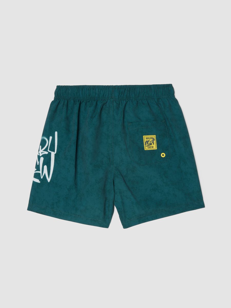 Short de bain vert &agrave; imprim&eacute; graphique_1