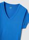 Blaues Viskose-Stretch-T-Shirt mit V-Ausschnitt_1