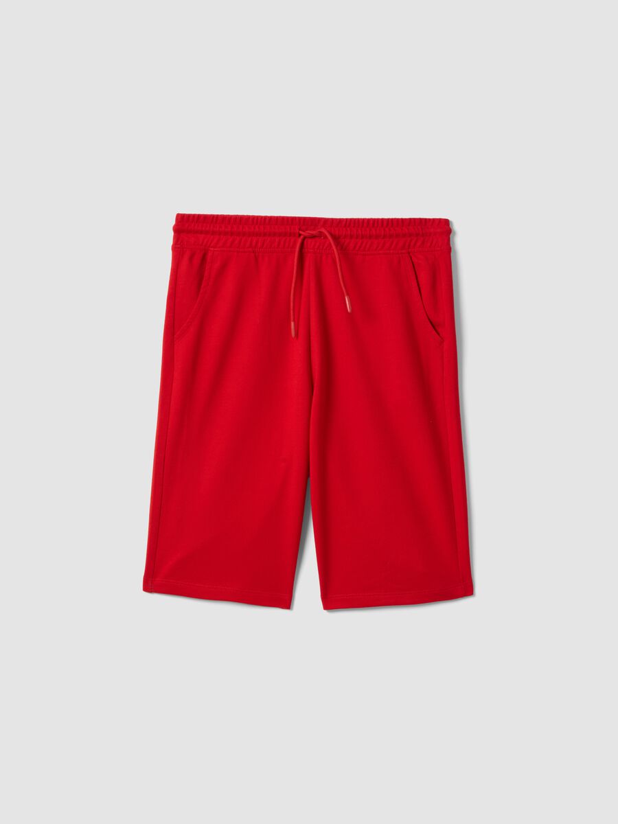 Boys&rsquo; red cotton-blend comfort-fit shorts_0