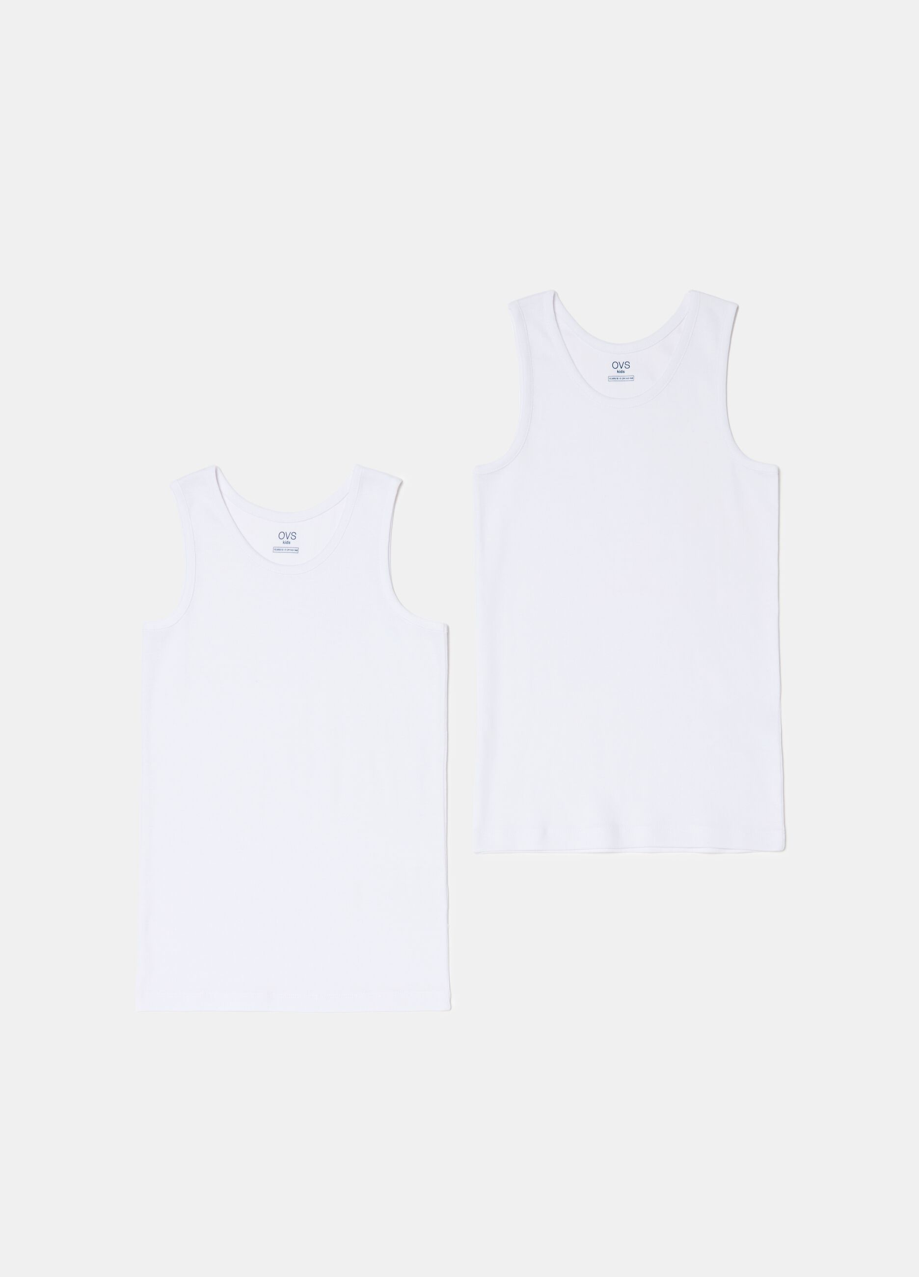 Two-pack racerback vests with round neckline