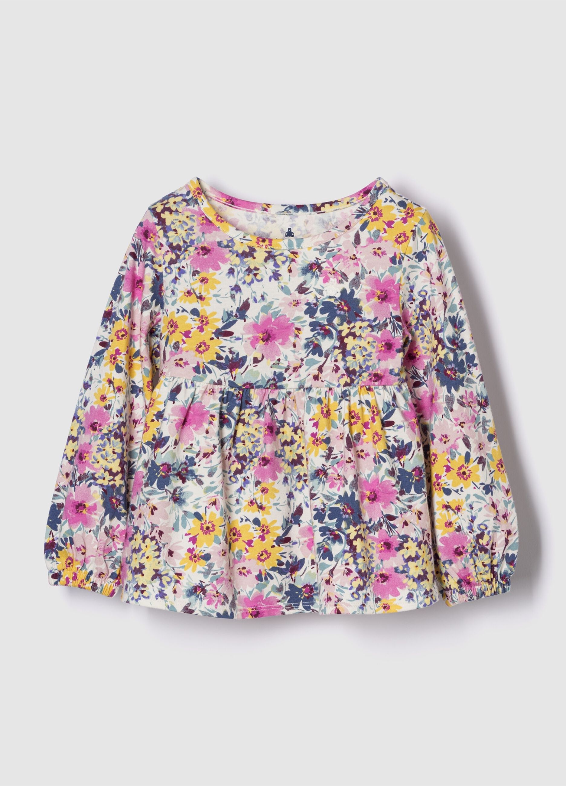 Multicoloured long-sleeved cotton top