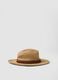 Sombrero panam&aacute; beige en tejido de papel puro con cinta marr&oacute;n_0