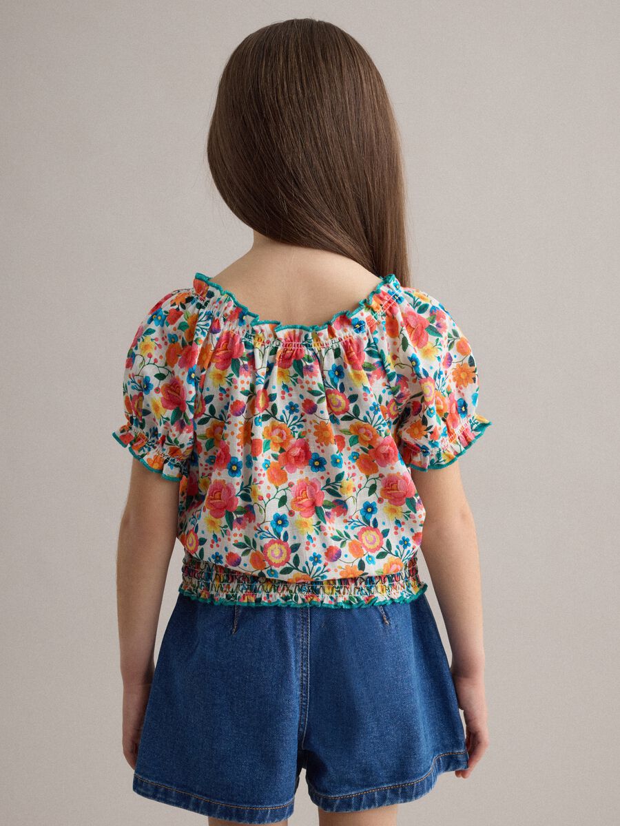 Girls' regular fit multicolour floral pure cotton blouse_2