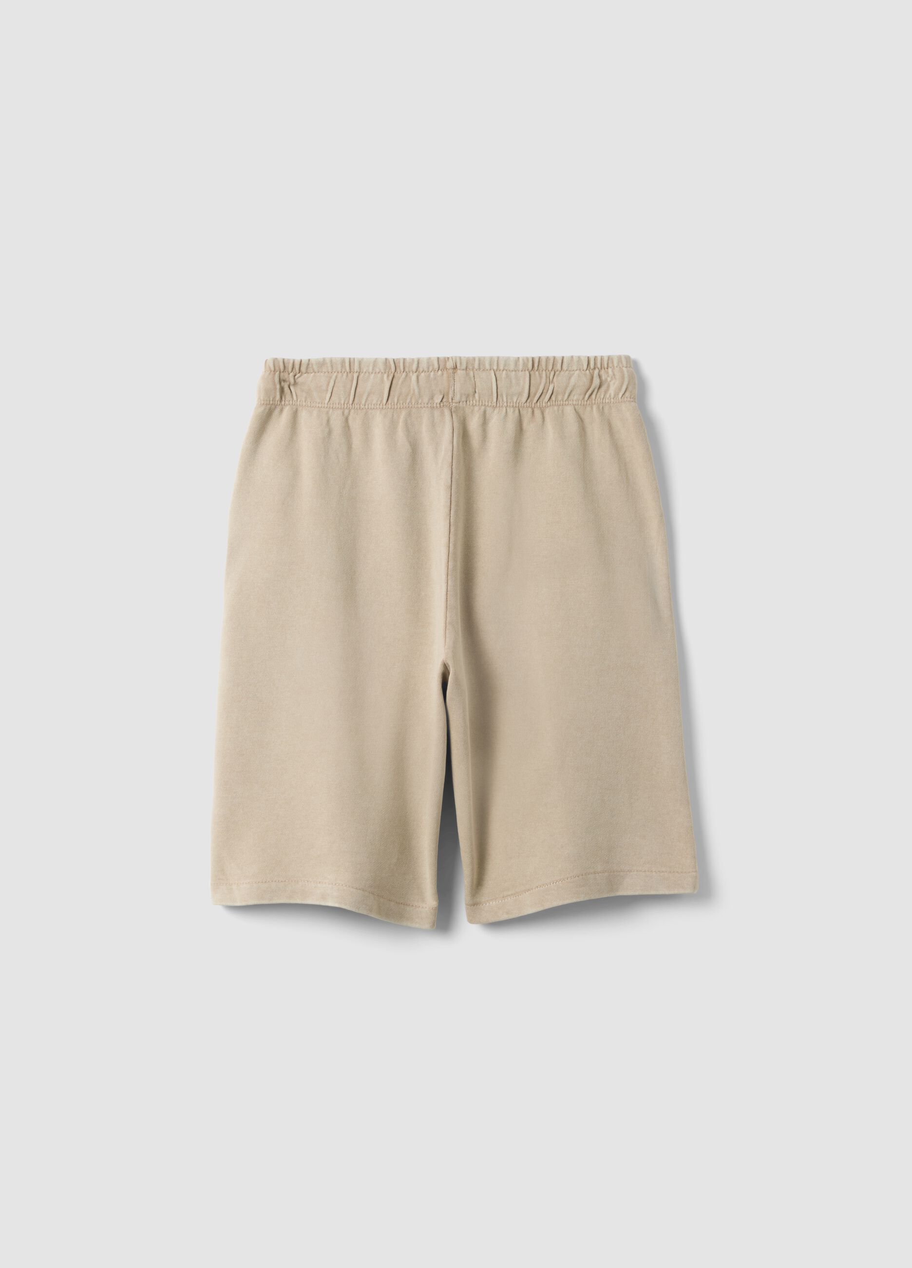 Boys' comfort fit pure cotton beige shorts