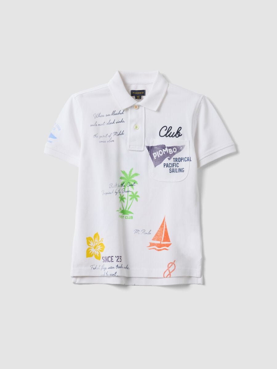 Weisses Kurzarm-Poloshirt aus reiner Baumwolle_3
