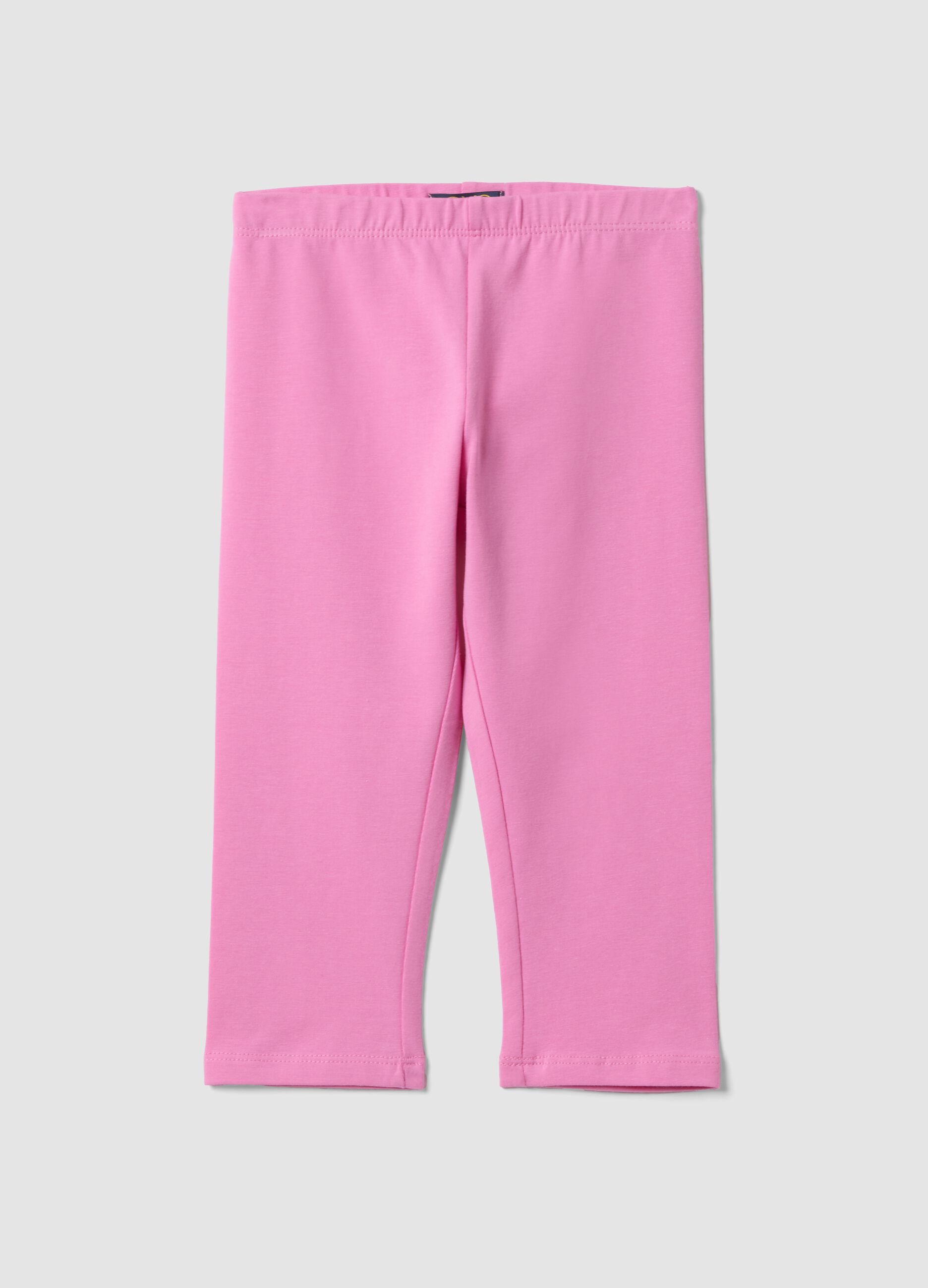 Girls' Slim Fit Pink Stretch Cotton Leggings