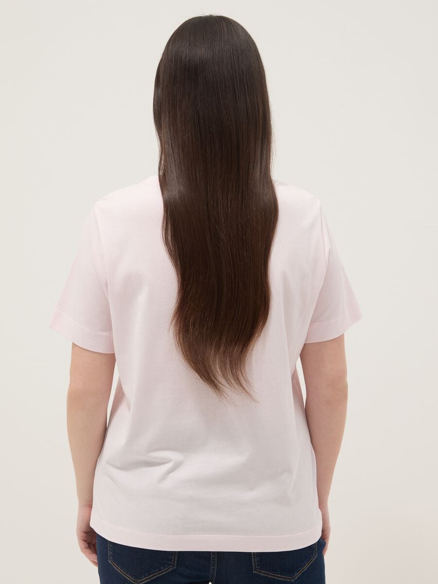 Rosa T-Shirt aus reiner Baumwolle mit Kurzarm, Print und Regular Fit_3