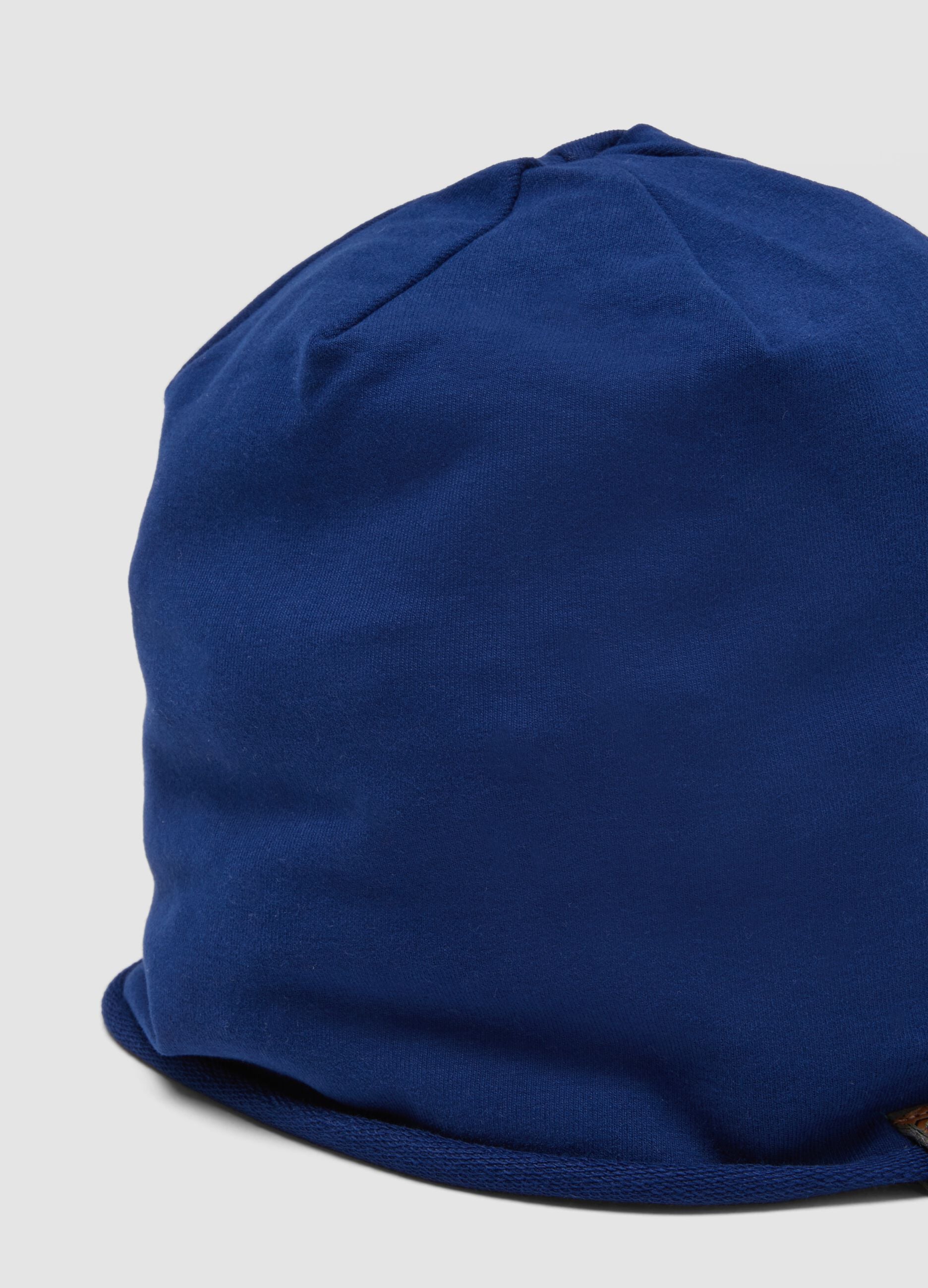 Blue beanie hat in stretch organic cotton jersey for boys