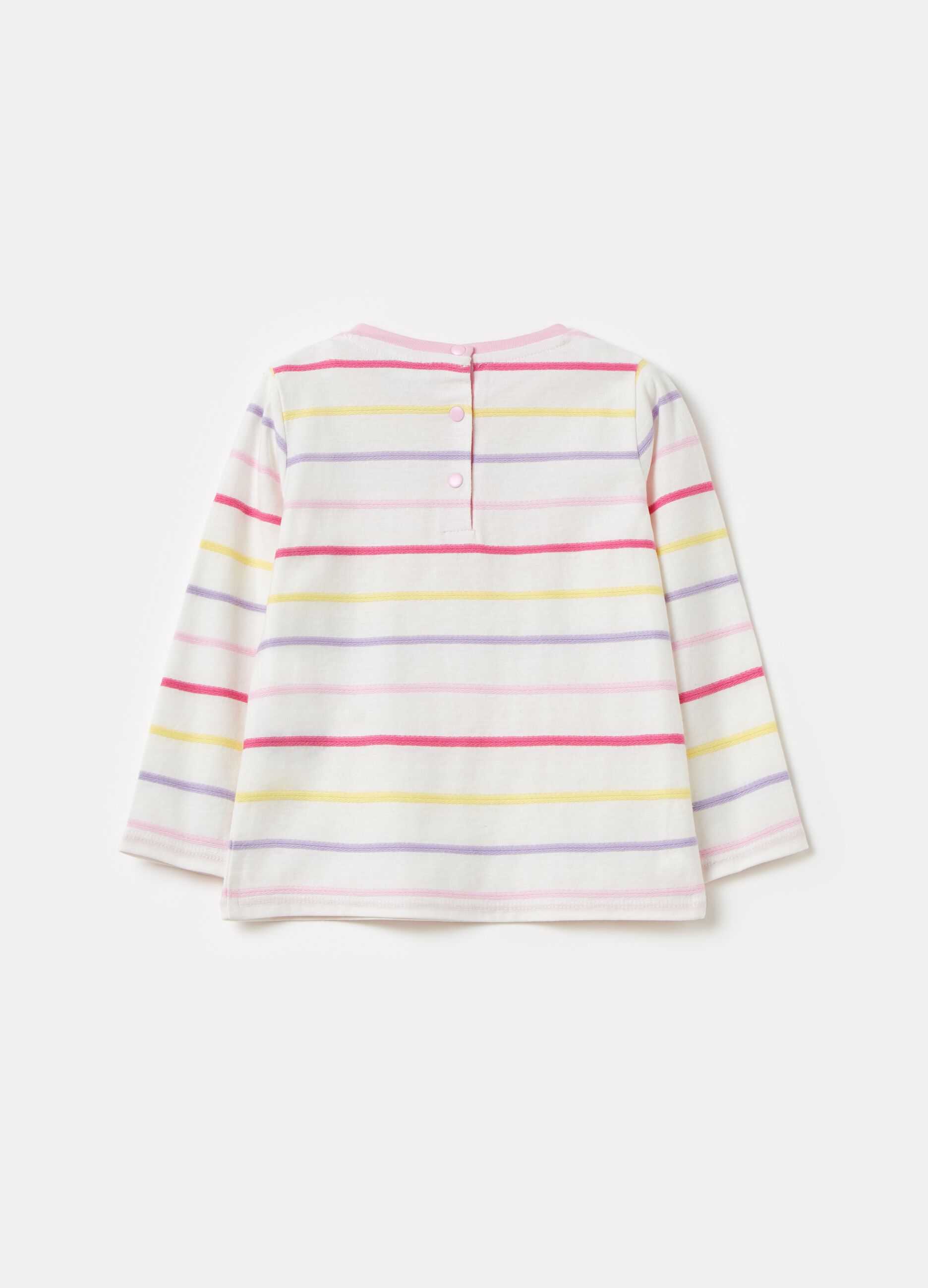Long-sleeved T-shirt with striped embroidery