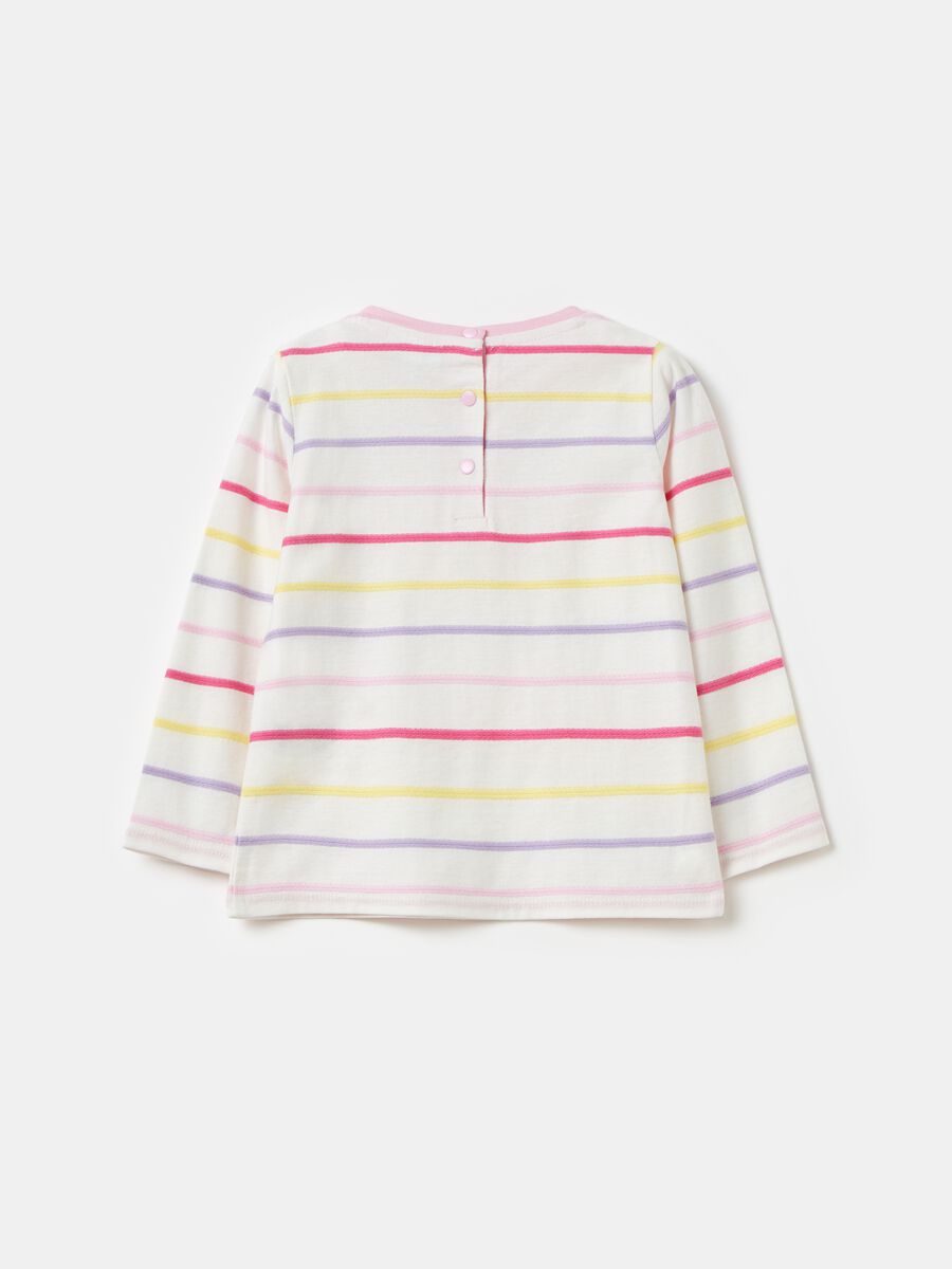Long-sleeved T-shirt with striped embroidery_1