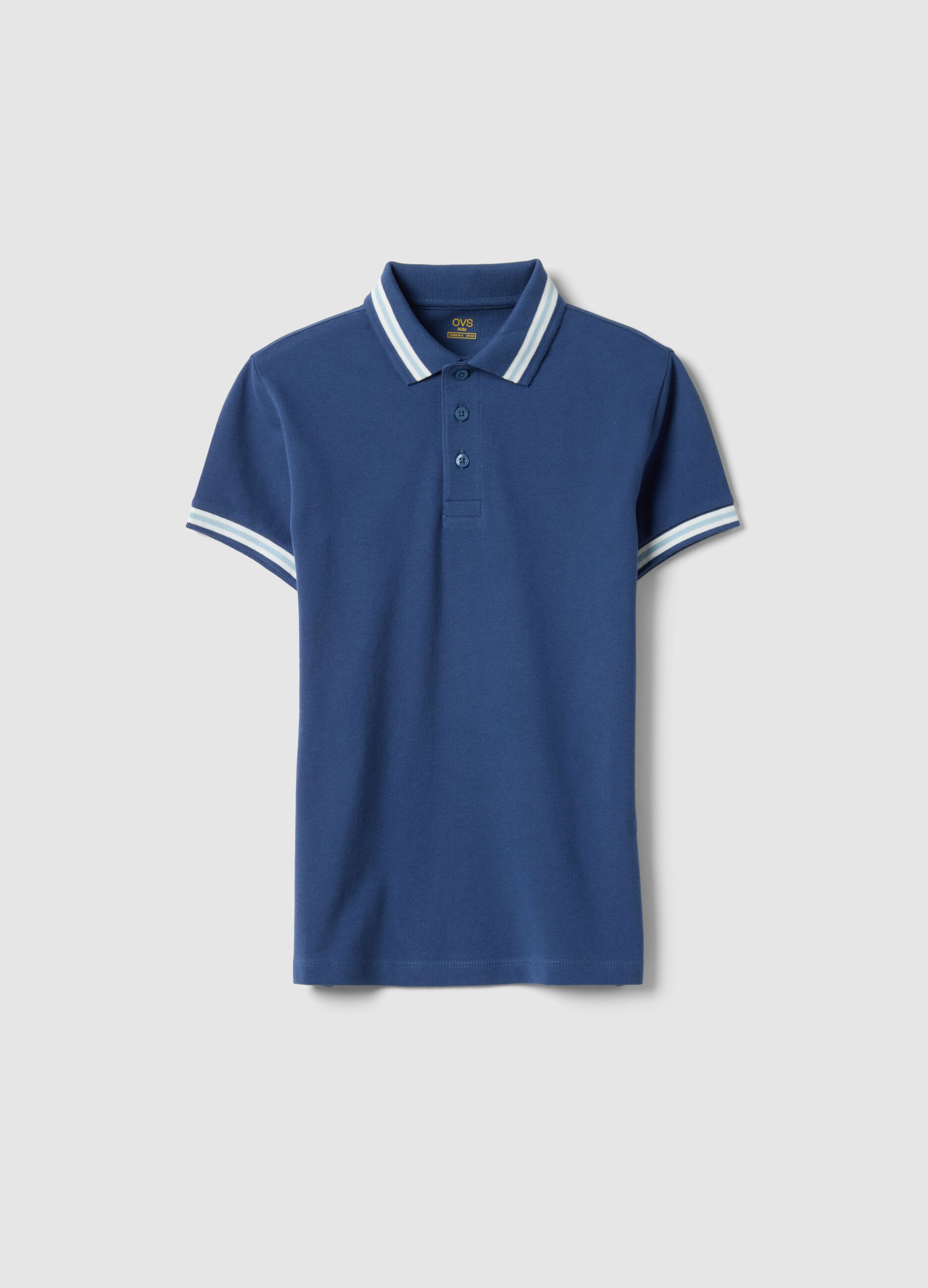 Jungen Polohemd aus reiner Baumwolle in Blau, Regular Fit