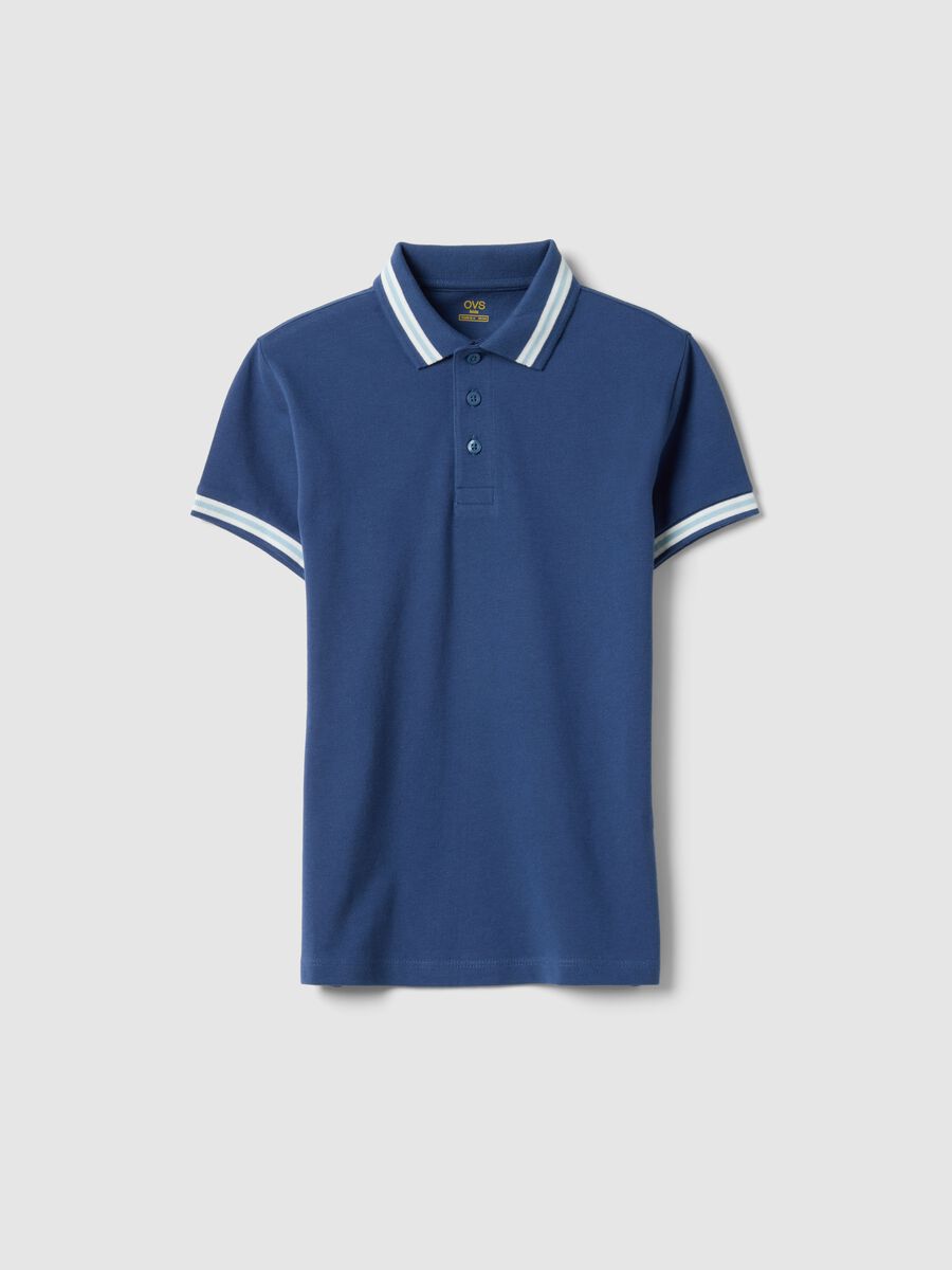 Jungen Polohemd aus reiner Baumwolle in Blau, Regular Fit_0