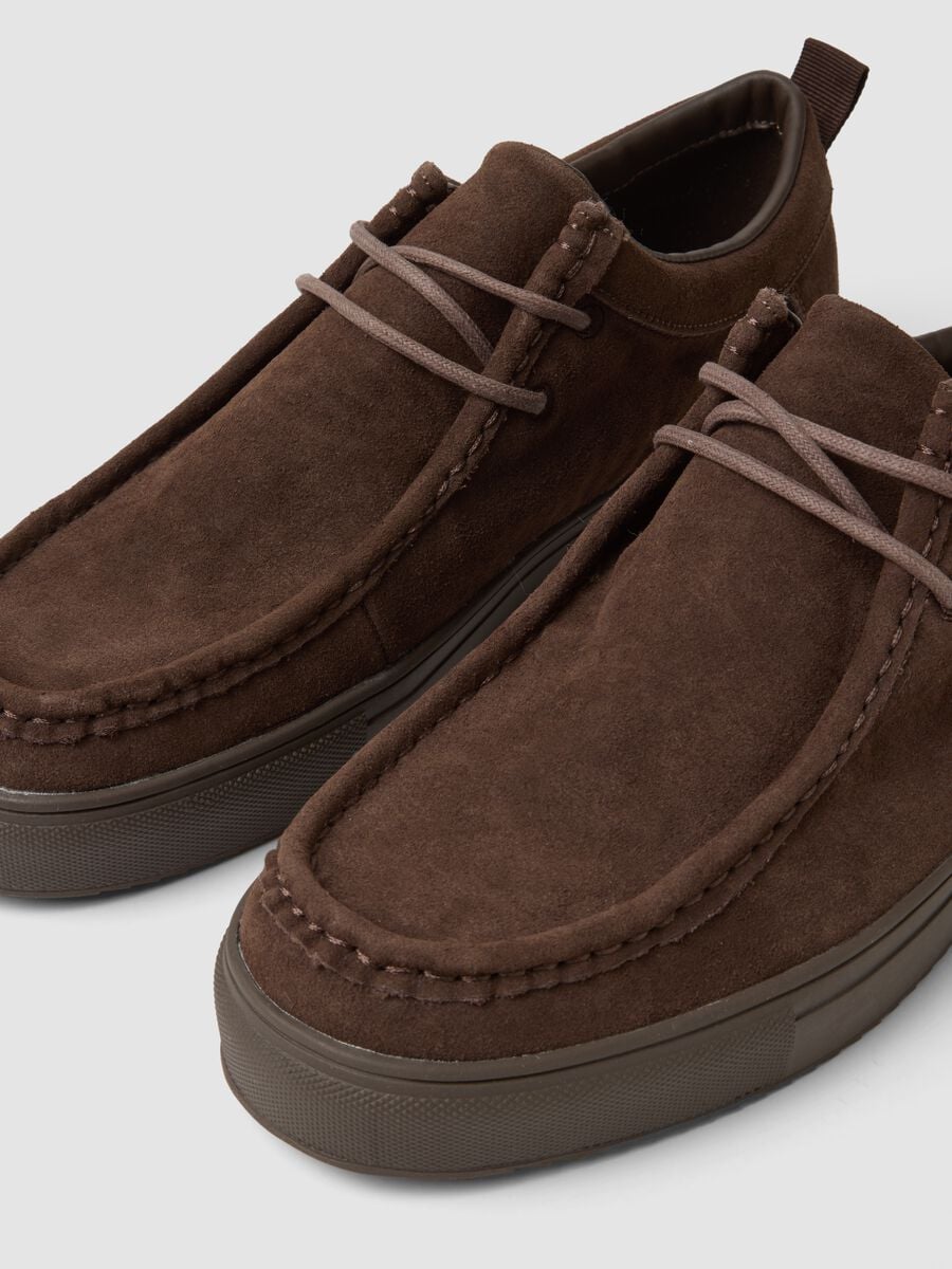 Classic brown genuine leather lace-up shoes_2