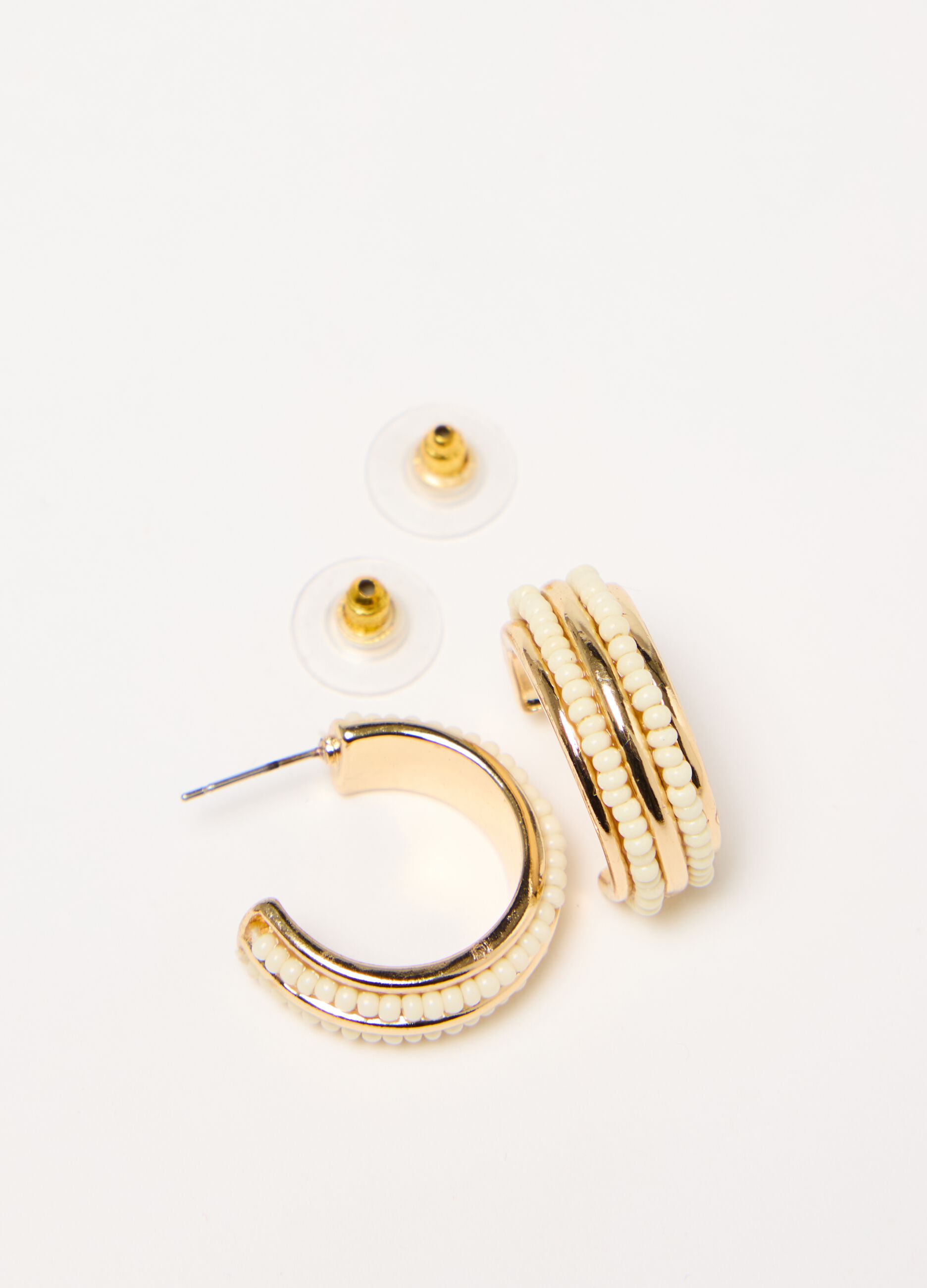 Semi-circle earrings with beads
